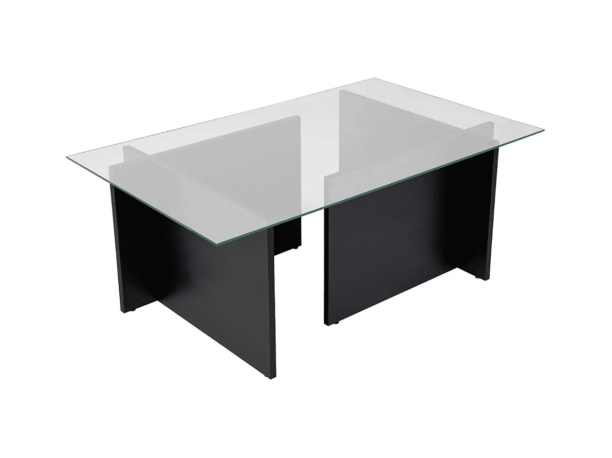 Table basse avec plateau en verre L105 cm - NOAH