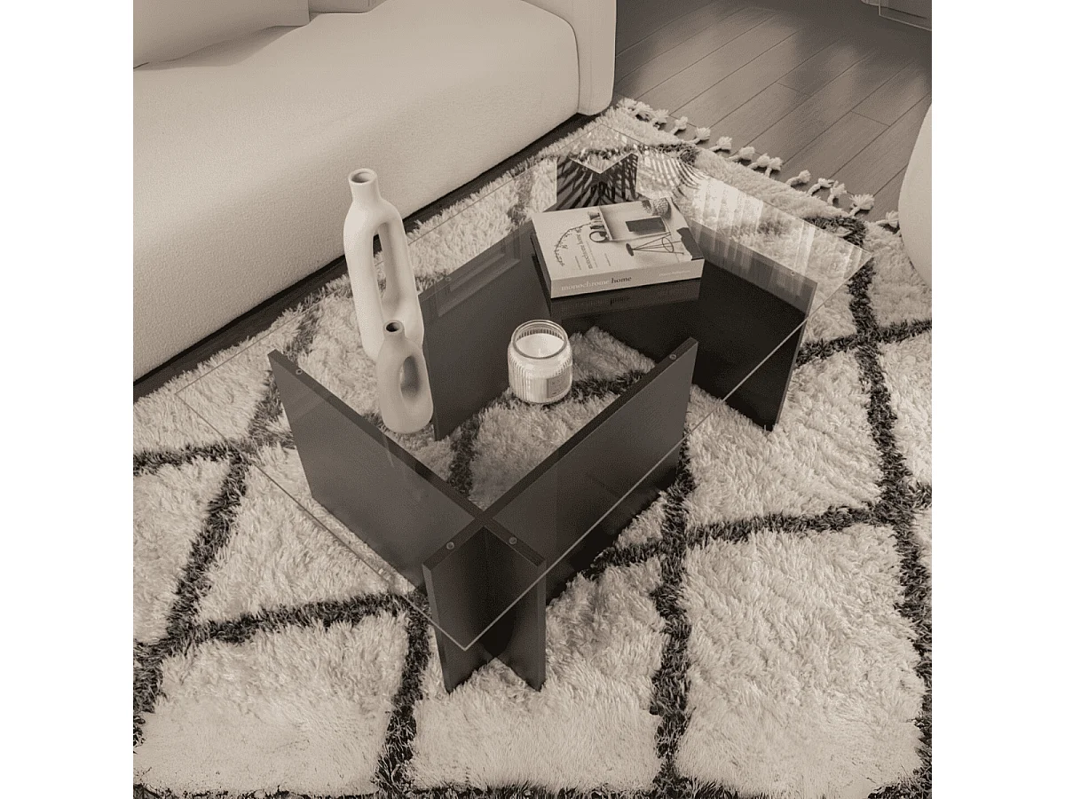 Couchtisch mit Glasplatte L105 cm - NOAH