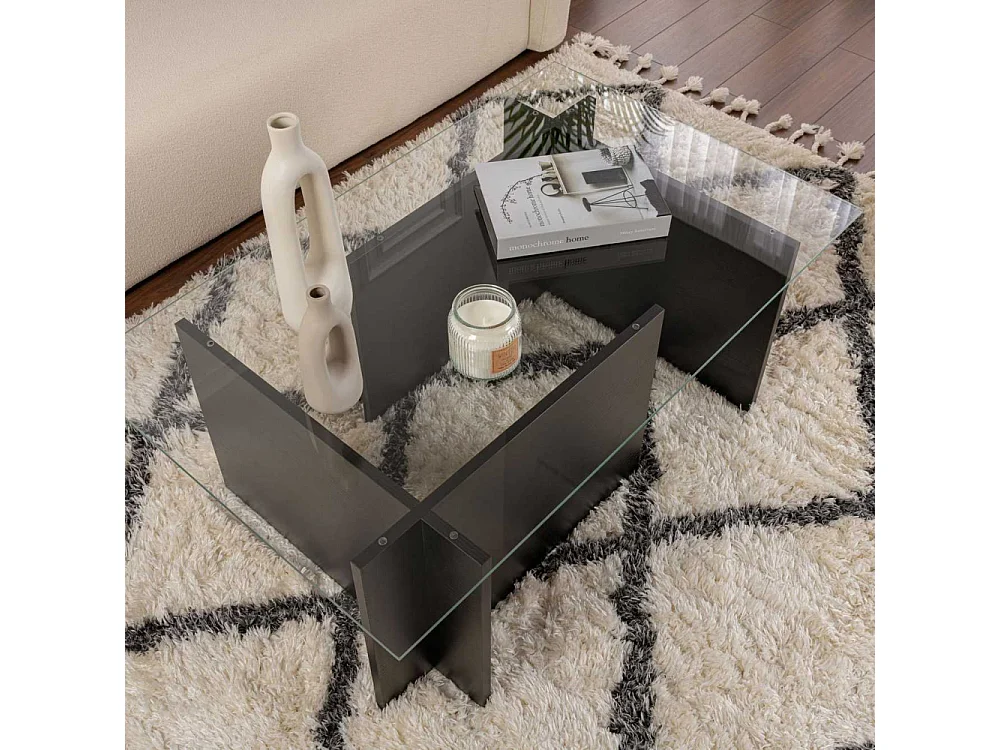 Salontafel met glazen blad L105 cm - NOAH