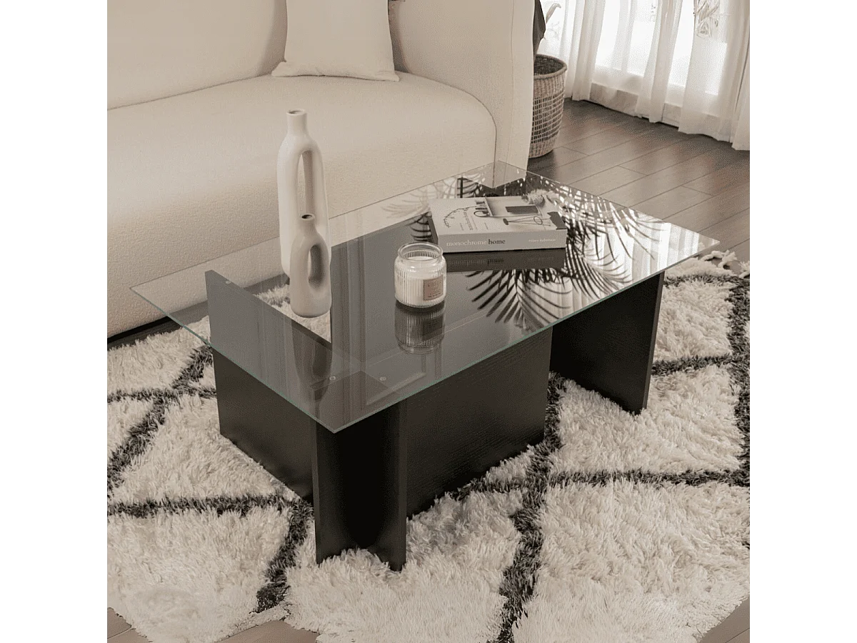 Salontafel met glazen blad L105 cm - NOAH