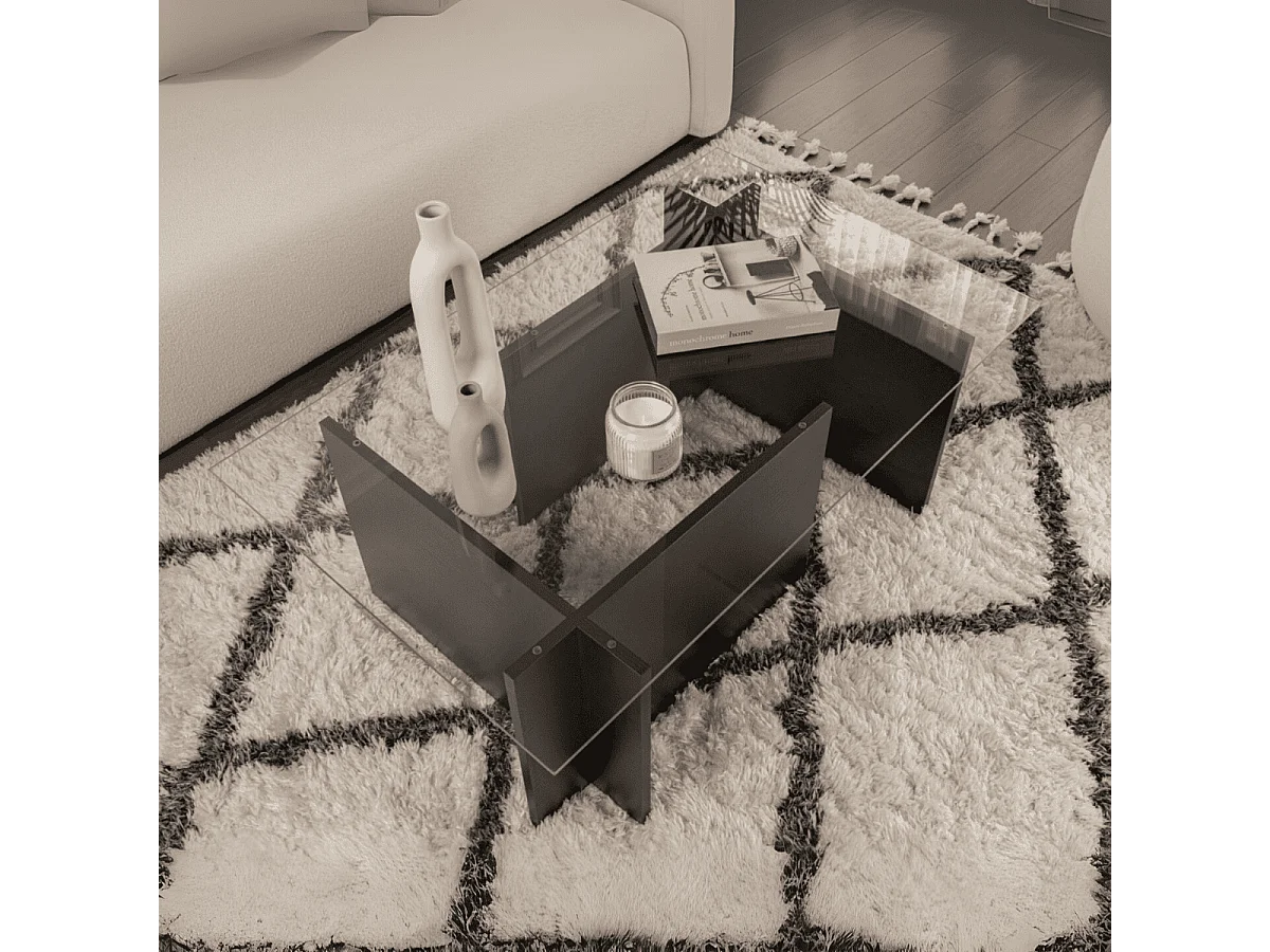 Salontafel met glazen blad L105 cm - NOAH