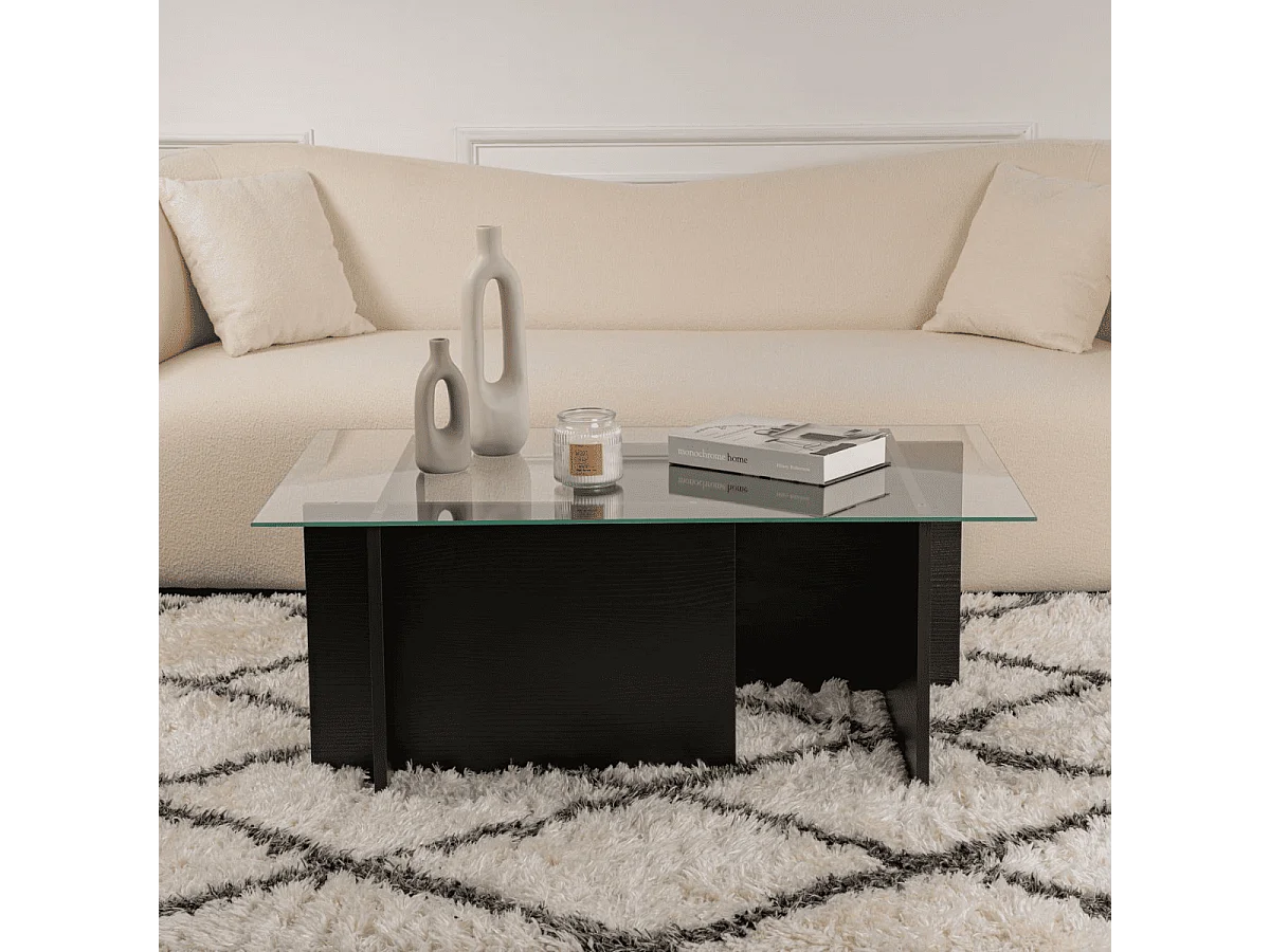 Salontafel met glazen blad L105 cm - NOAH