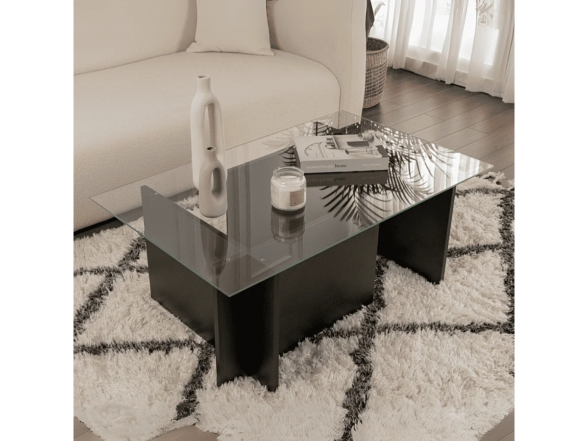 Salontafel met glazen blad L105 cm - NOAH