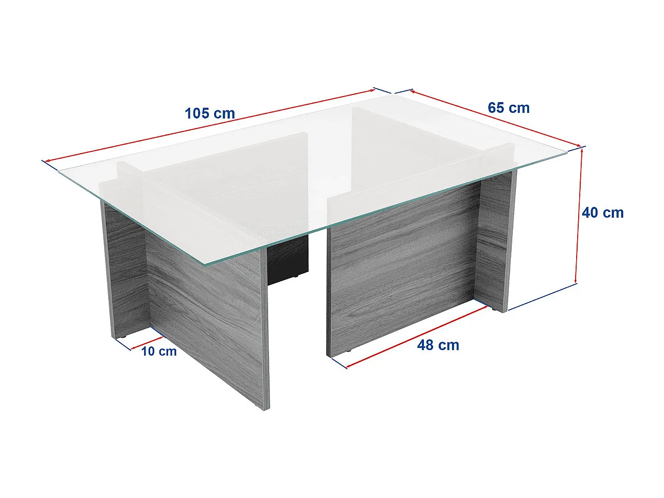 Salontafel met glazen blad L105 cm - NOAH