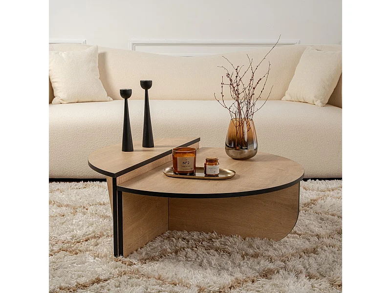 Set aus 2 runden Beistelltischen aus Spanplatte mit praktischem und langlebigem Design