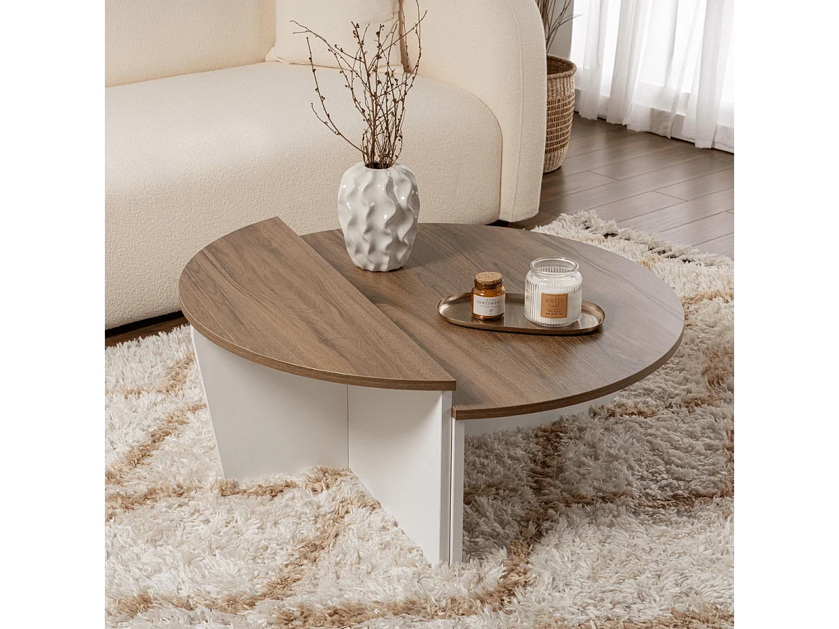 Conjunto de 2 mesas de centro redondas em aglomerado com dimensões L90 cm - ORION