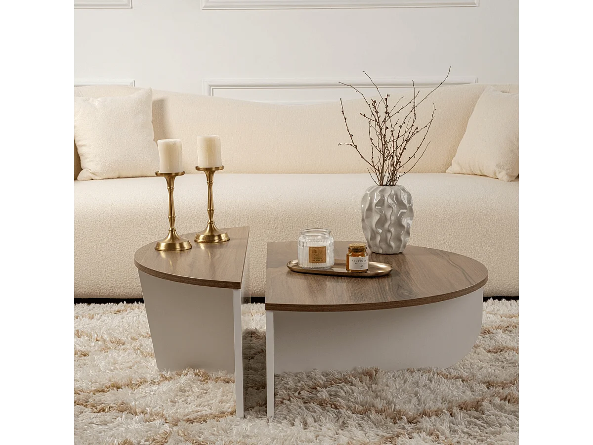 Conjunto de 2 mesas de centro redondas em aglomerado com dimensões L90 cm - ORION