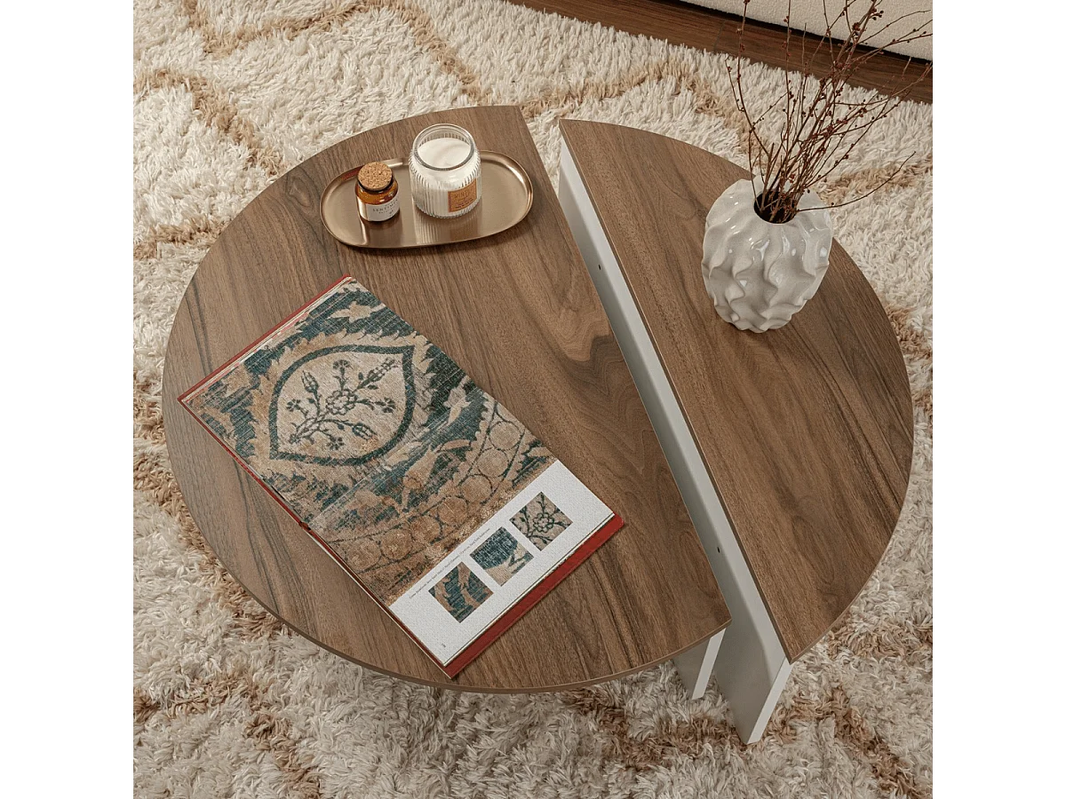 Conjunto de 2 mesas de centro redondas em aglomerado com dimensões L90 cm - ORION