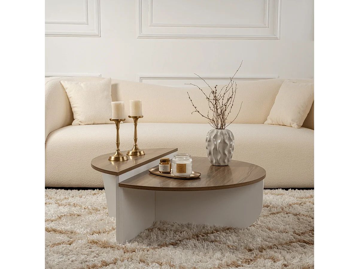 Conjunto de 2 mesas de centro redondas em aglomerado com dimensões L90 cm - ORION