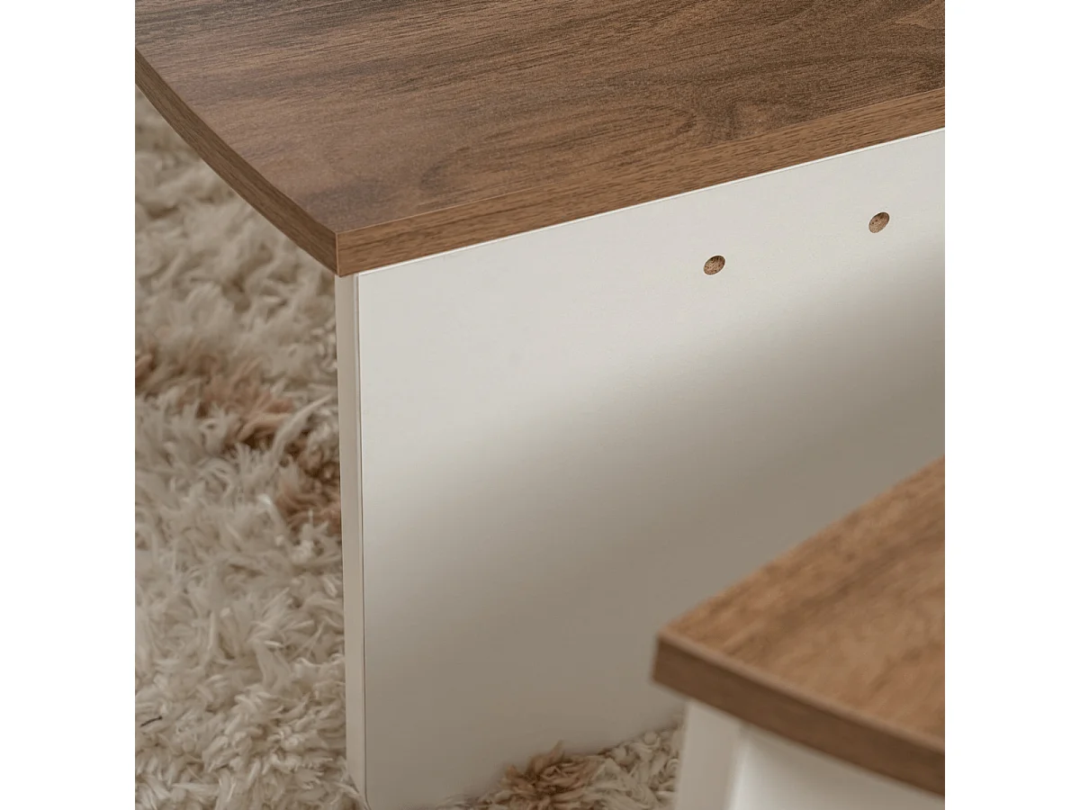 Set aus 2 runden Couchtischen aus Spanplatten mit Abmessungen L90 cm - ORION