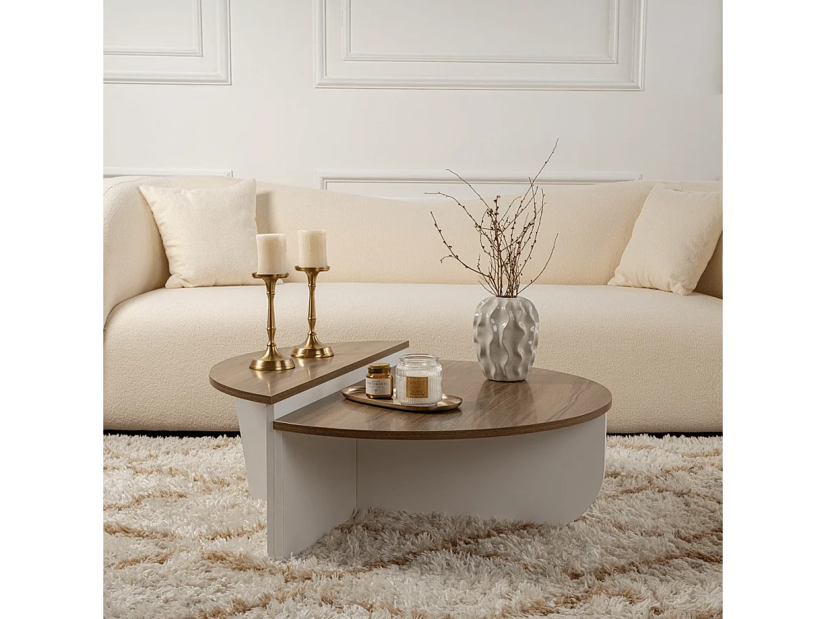 Set aus 2 runden Couchtischen aus Spanplatten mit Abmessungen L90 cm - ORION