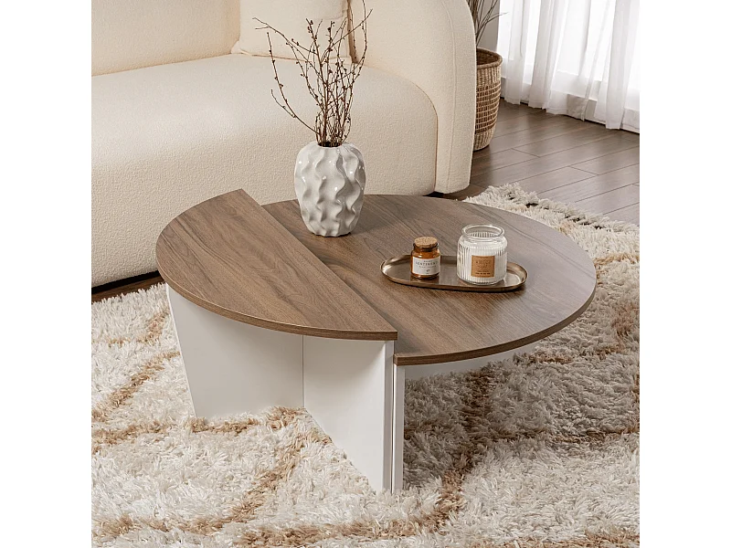 Set aus 2 runden Couchtischen aus Spanplatten mit Abmessungen L90 cm - ORION