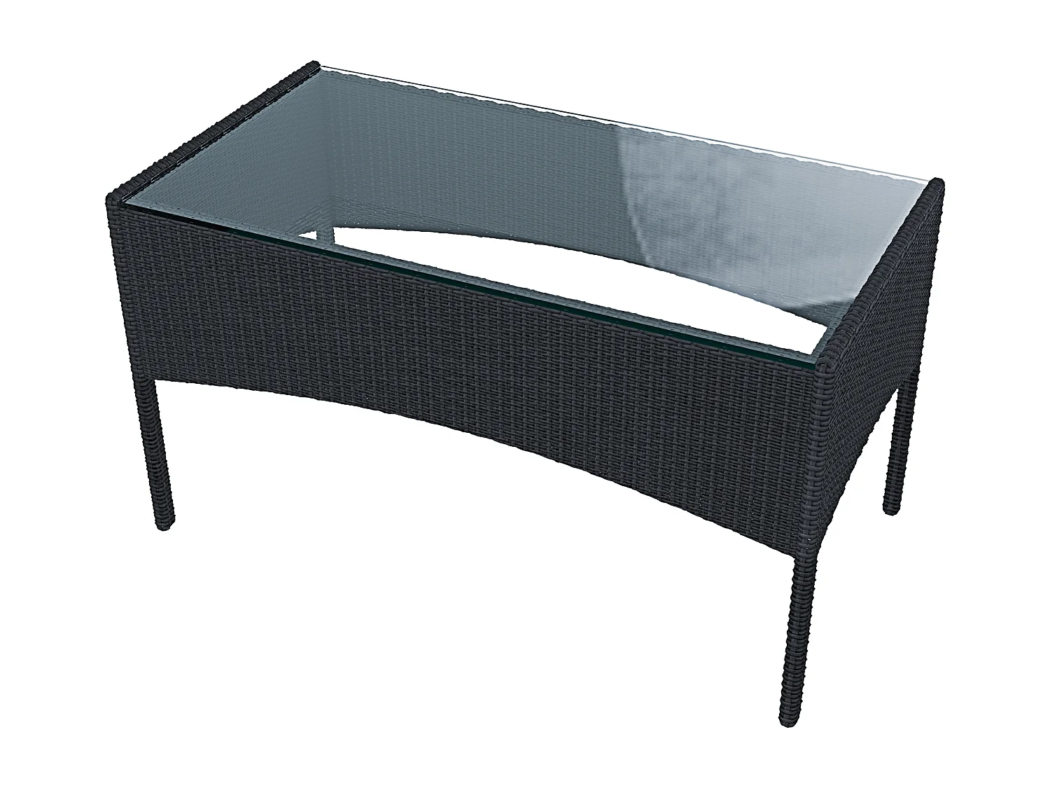 Set Di Mobili da Giardino Salotto Salottino in Rattan 4 Posti con Tavolino Ripiano In Vetro 2 Poltrone e Divano 2 Posti Giardino Esterno Piscina Nero