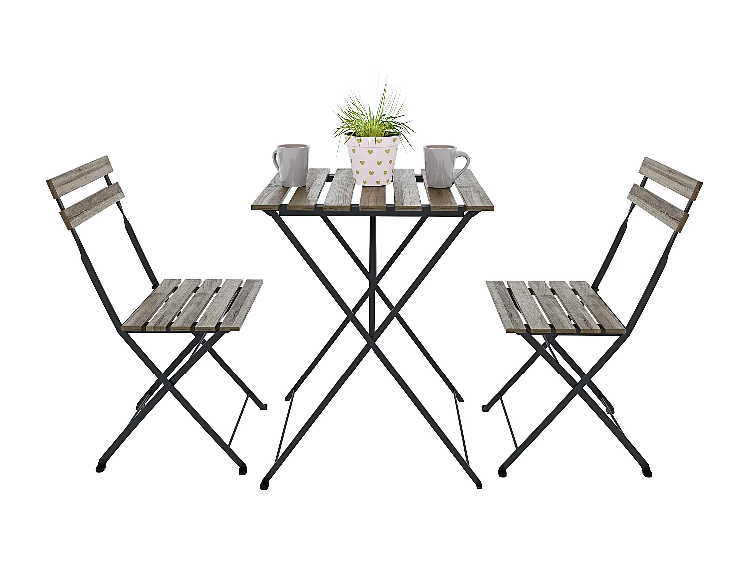 Set Bistrot 2 Sedie Tavolino Pieghevole Salvaspazio In Legno Di Acacia E Metallo Salottino Salotto Per Patio Giardino Balcone Veranda Esterno Marrone