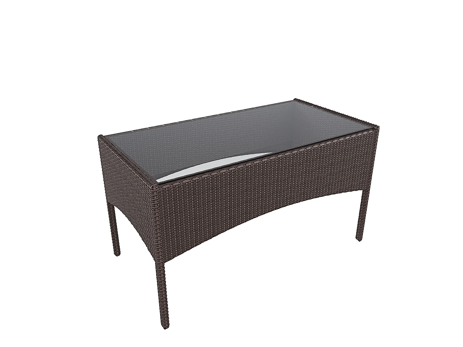 Arreditaly Set Di Mobili da Giardino Salotto Salottino in Rattan 4 Posti Tavolino E Ripiano In Vetro 2 Poltrone e Divano 2 Posti Per Giardino Brown