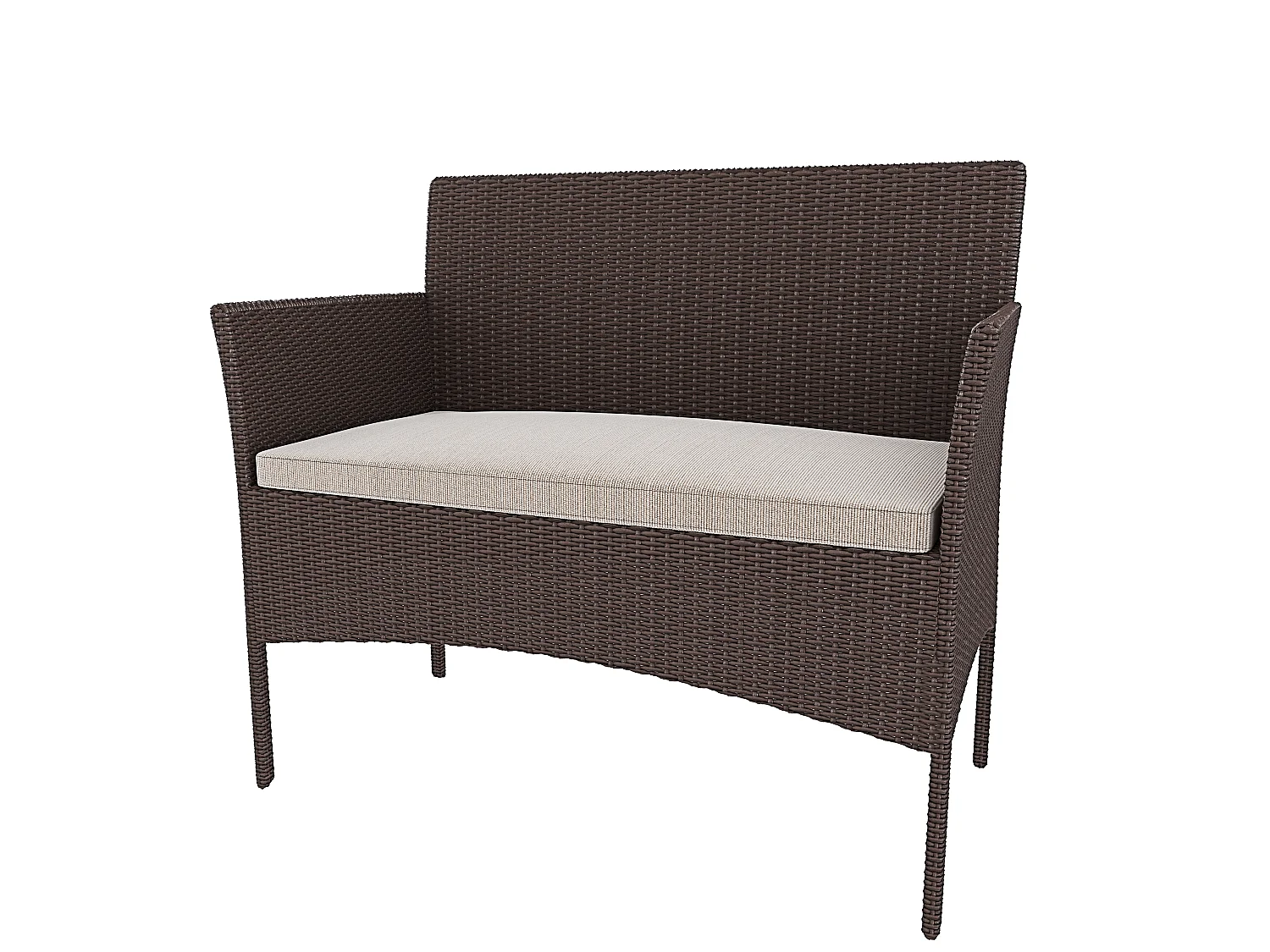 Arreditaly Set Di Mobili da Giardino Salotto Salottino in Rattan 4 Posti Tavolino E Ripiano In Vetro 2 Poltrone e Divano 2 Posti Per Giardino Brown
