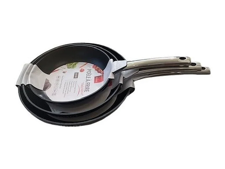 Conjunto de 3 frigideiras BAUMALU Black Edition em alumínio antiaderente - 24/28/32 cm