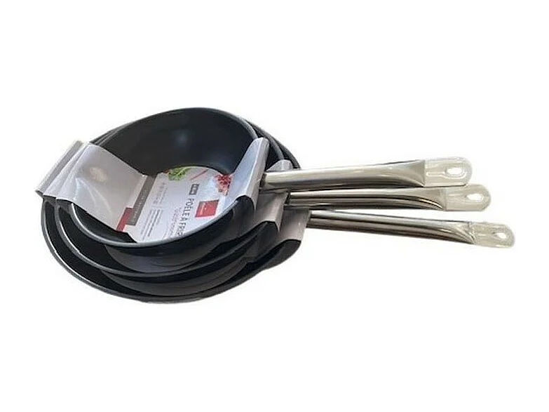 Lot de 3 poêles BAUMALU Gastronomie en acier inoxydable - 20 / 24 / 28 cm