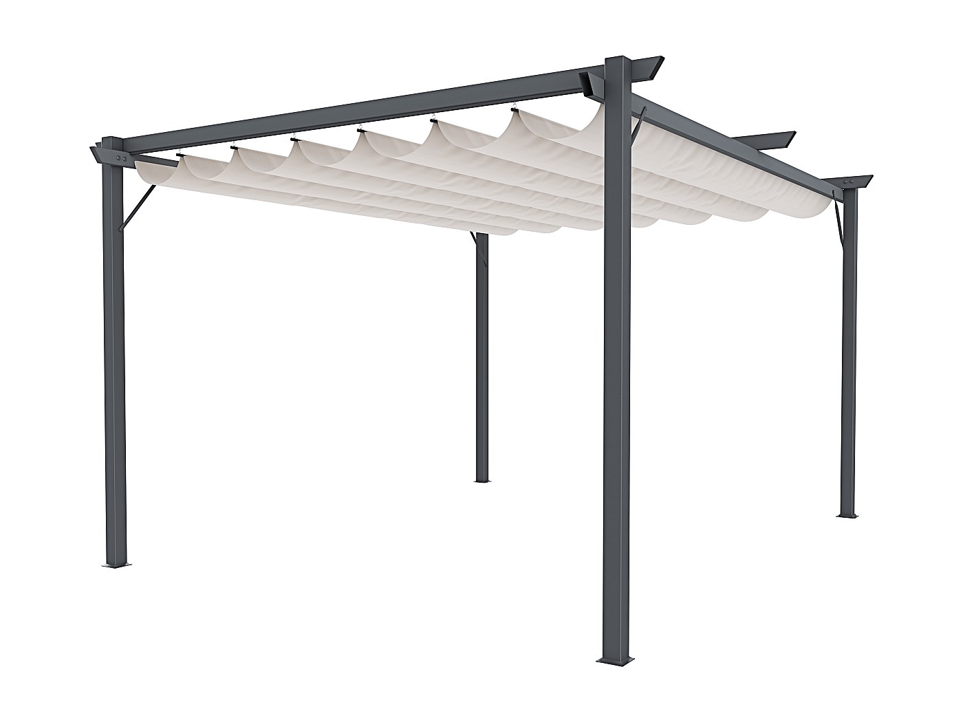 Costway Pergola Retrattile Da Esterno 300x360cm, Pergola Metallica Con Telaio Curvo E Tettuccio Retrattile 2 Colori