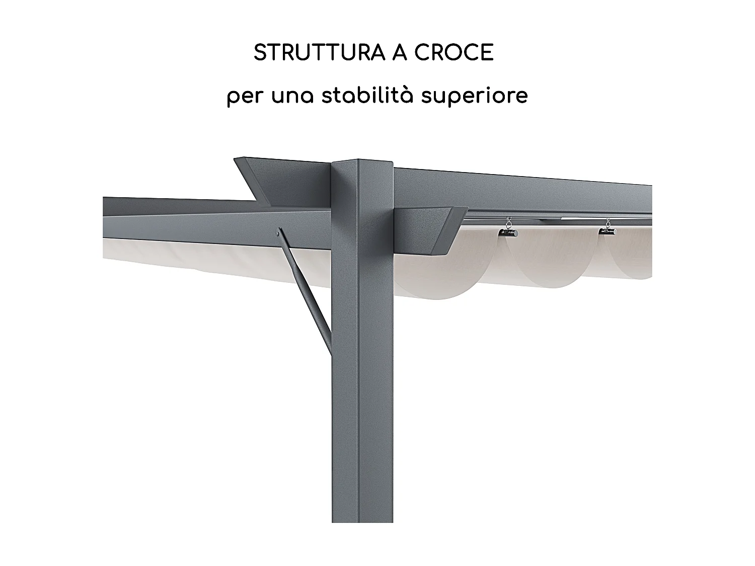 Gazebo Pergola 3 x 3 M Pergolato Con Telo Beige Impermeabile Retrattile Richiudibile Struttura In Acciaio Per Giardino Terrazzo Piscina Esterno Fiere