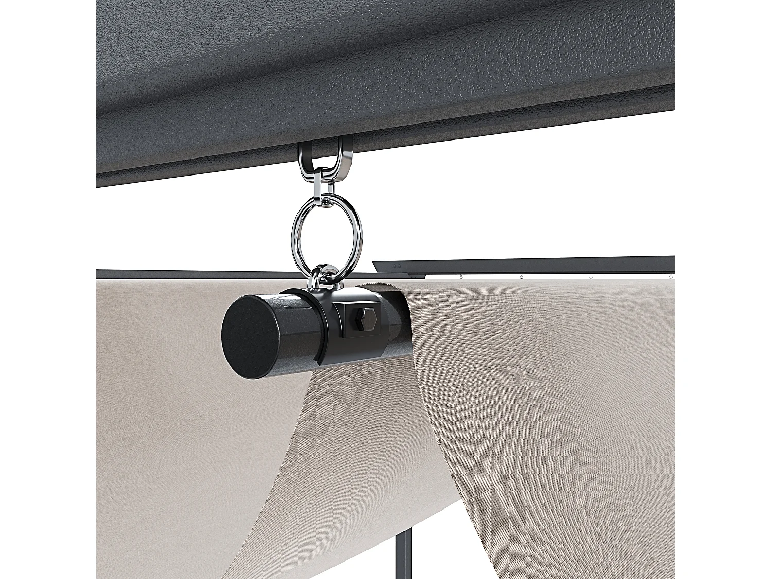 Gazebo Pergola 3 x 3 M Pergolato Con Telo Beige Impermeabile Retrattile Richiudibile Struttura In Acciaio Per Giardino Terrazzo Piscina Esterno Fiere