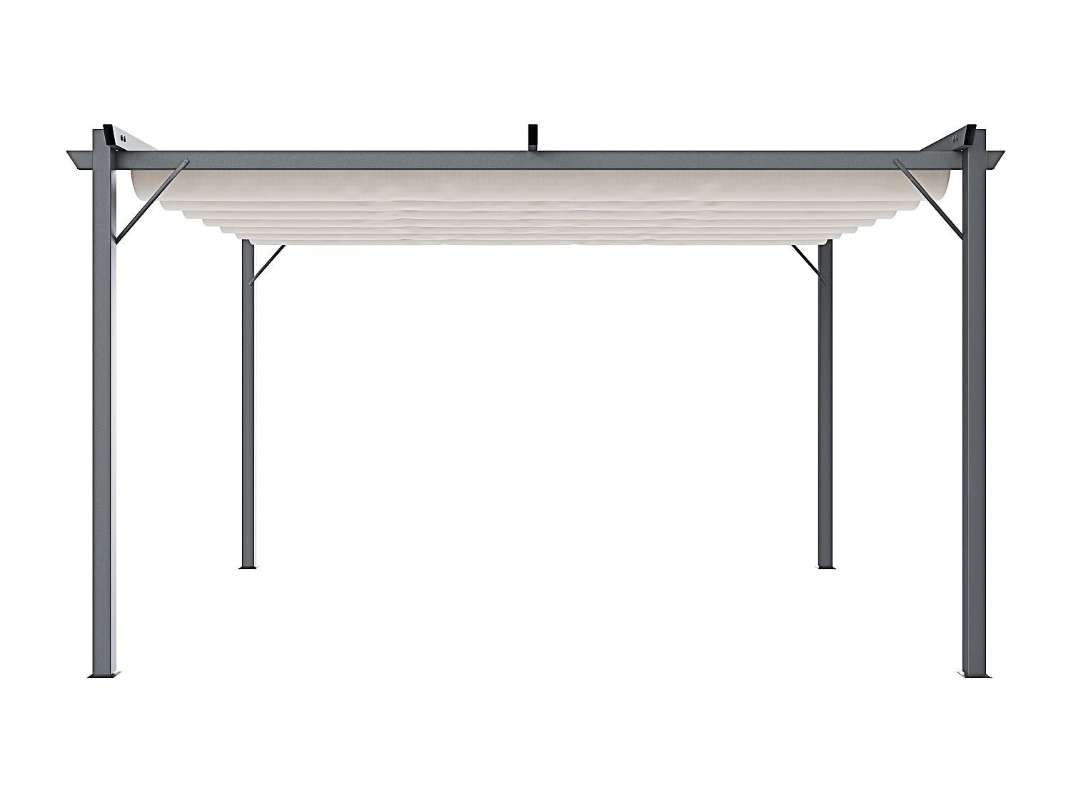 Gazebo Pergola 3 x 3 M Pergolato Con Telo Beige Impermeabile Retrattile Richiudibile Struttura In Acciaio Per Giardino Terrazzo Piscina Esterno Fiere