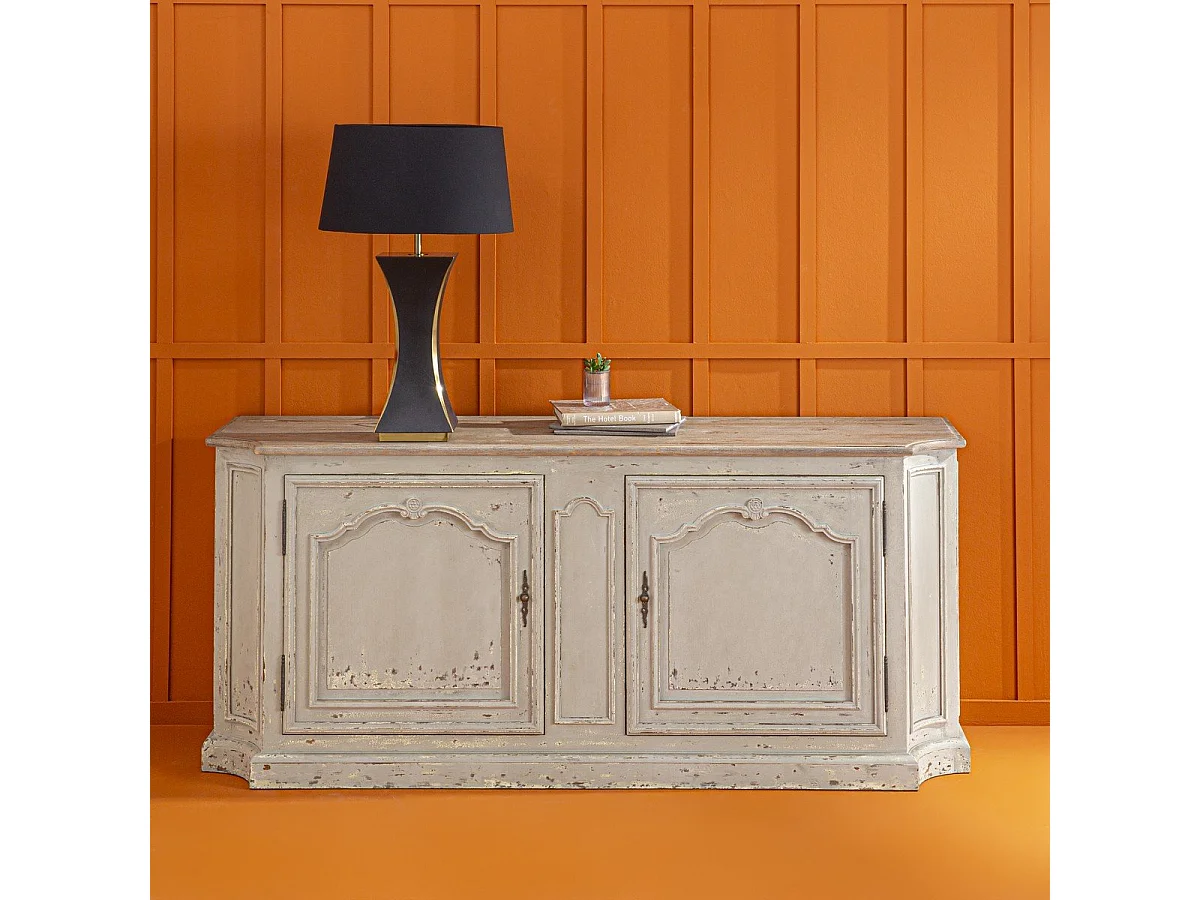 Sideboard aus patiniertem Massivkiefernholz L195 cm - JOSEPHINE