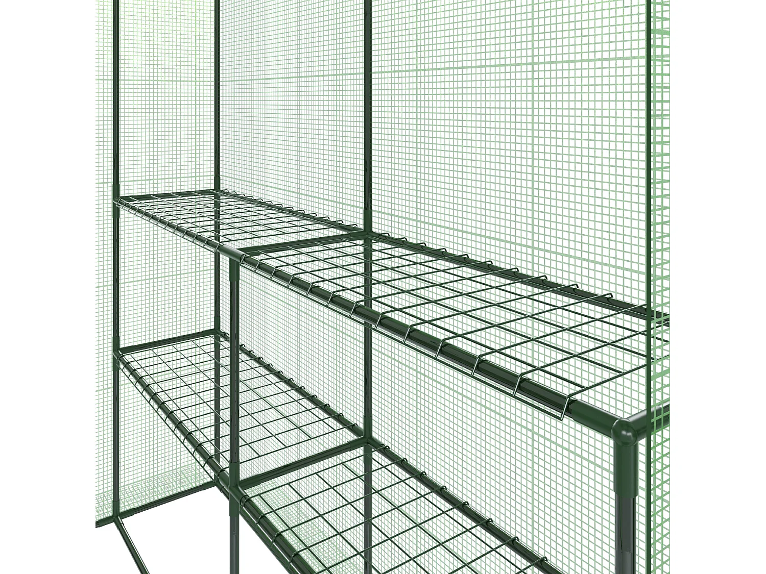 Serra Da Giardino Con 8 Scaffali Ripiani Per Piante Orto Telaio In Acciaio Verniciato Telo In PE Verde Porta Avvolgibile 143 x 138 x 190 Cm