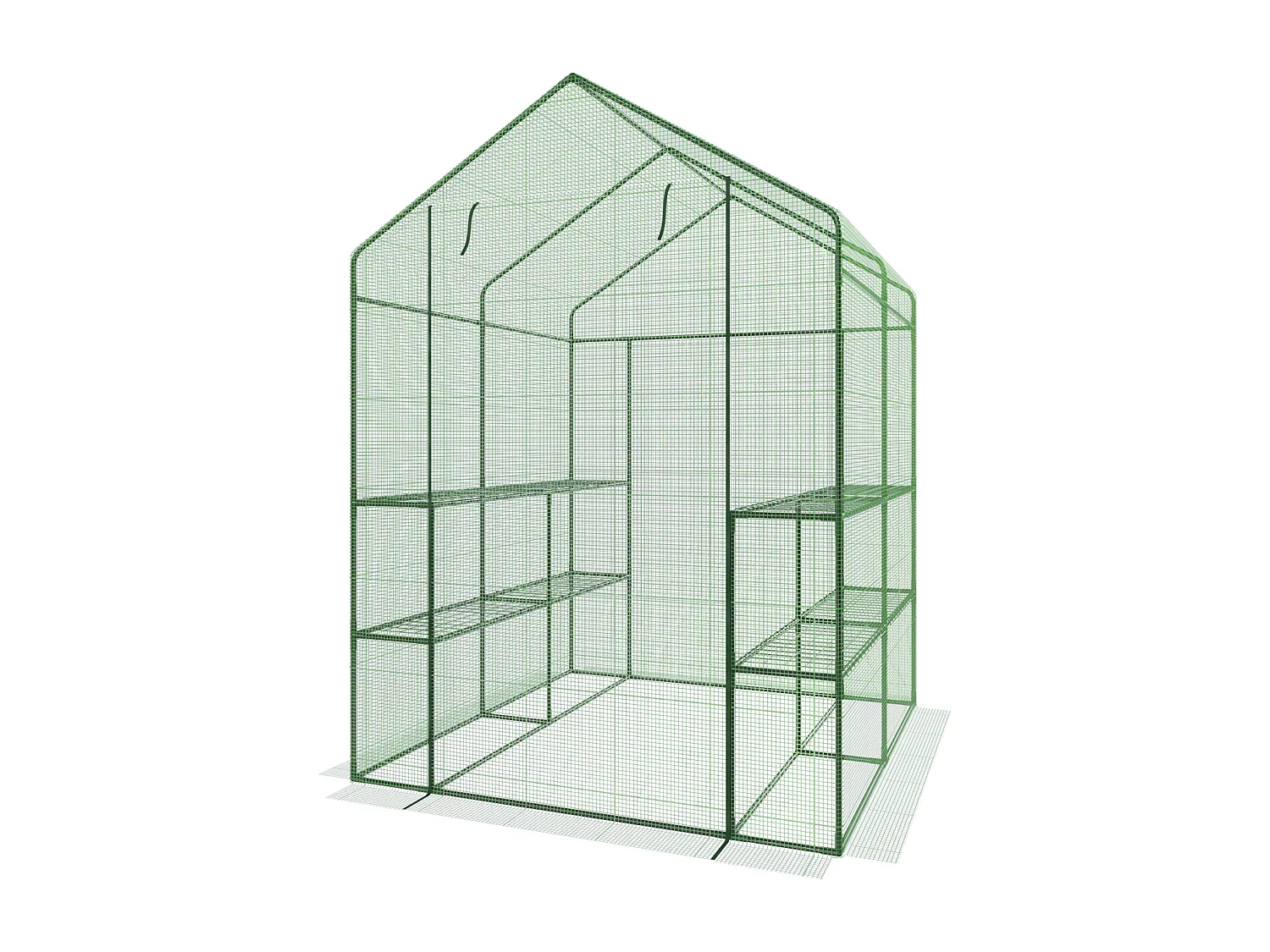 Serra Da Giardino Con 8 Scaffali Ripiani Per Piante Orto Telaio In Acciaio Verniciato Telo In PE Verde Porta Avvolgibile 143 x 138 x 190 Cm