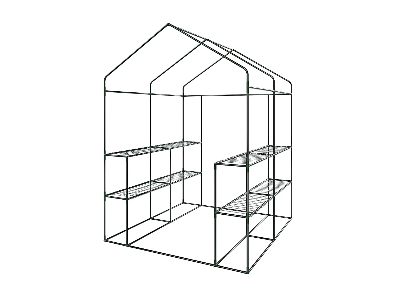 Serra Da Giardino Con 8 Scaffali Ripiani Per Piante Orto Telaio In Acciaio Verniciato Telo In PE Verde Porta Avvolgibile 143 x 138 x 190 Cm