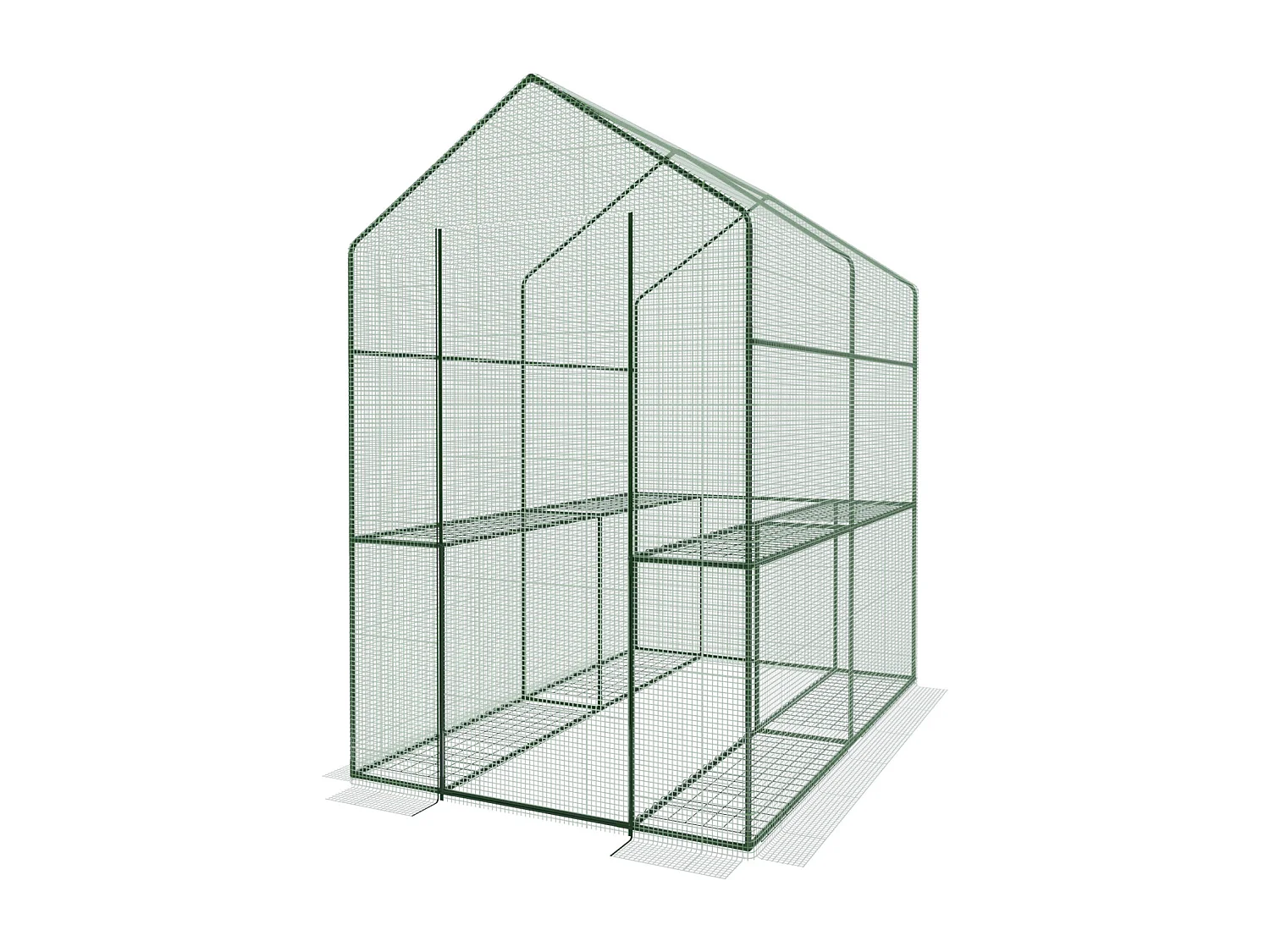 Serra Da Giardino Per Orto Con 4 Ripiani In Metallo Telaio In Acciaio Telo Retinato In Propilene Trasparente Porta Avvolgibile Apertura A Cerniera 186x120x190 Cm