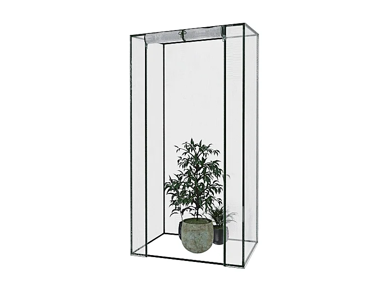 Serra Per Orto Giardino Terrazzo Balcone Senza Ripiani Struttura Metallo Telo Trasparente In PVC Con Porta Avvolgibile Apertura A Cerniera 95x70x190Cm