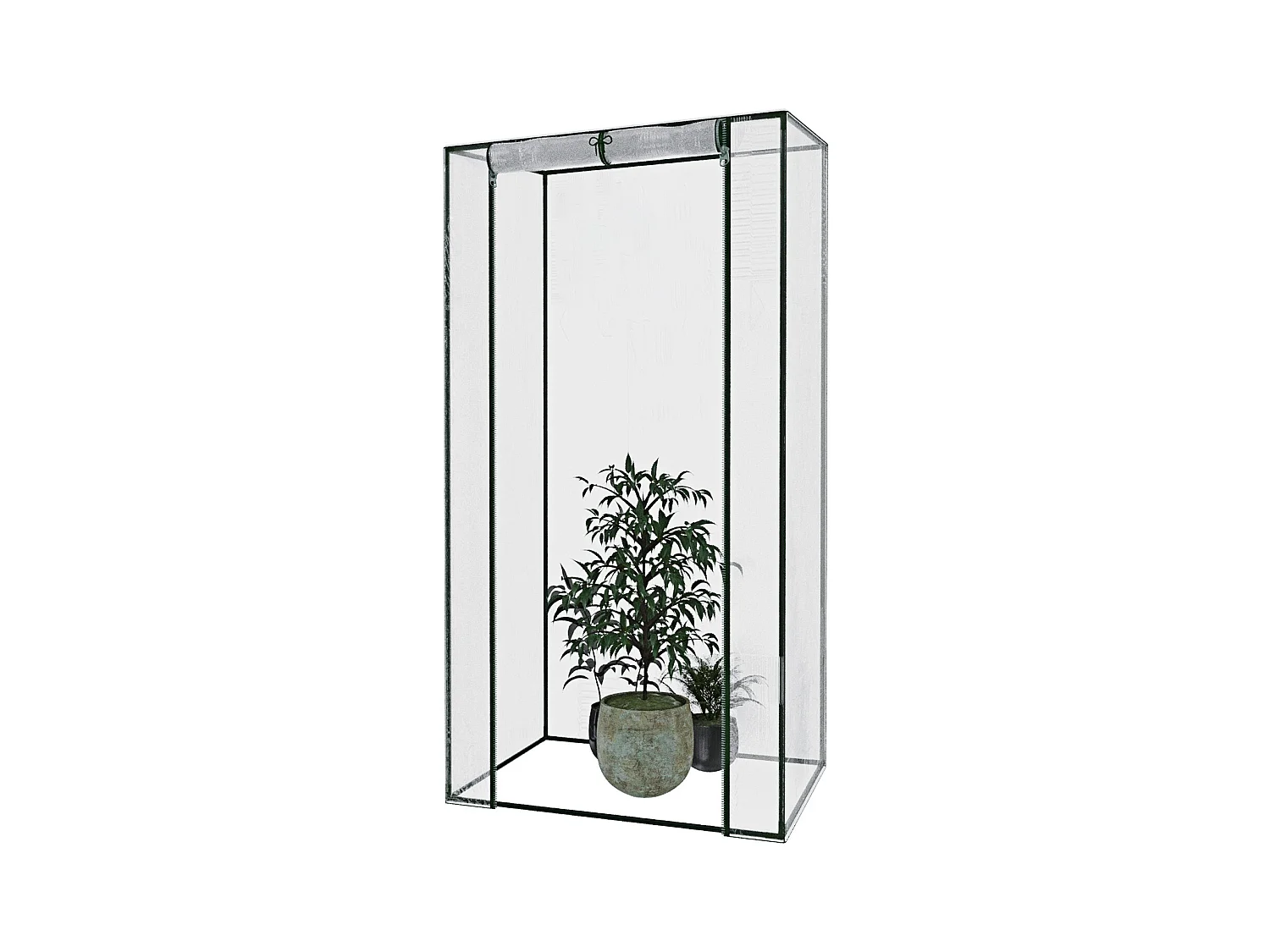 Serra Per Orto Giardino Terrazzo Balcone Senza Ripiani Struttura Metallo Telo Trasparente In PVC Con Porta Avvolgibile Apertura A Cerniera 95x70x190Cm