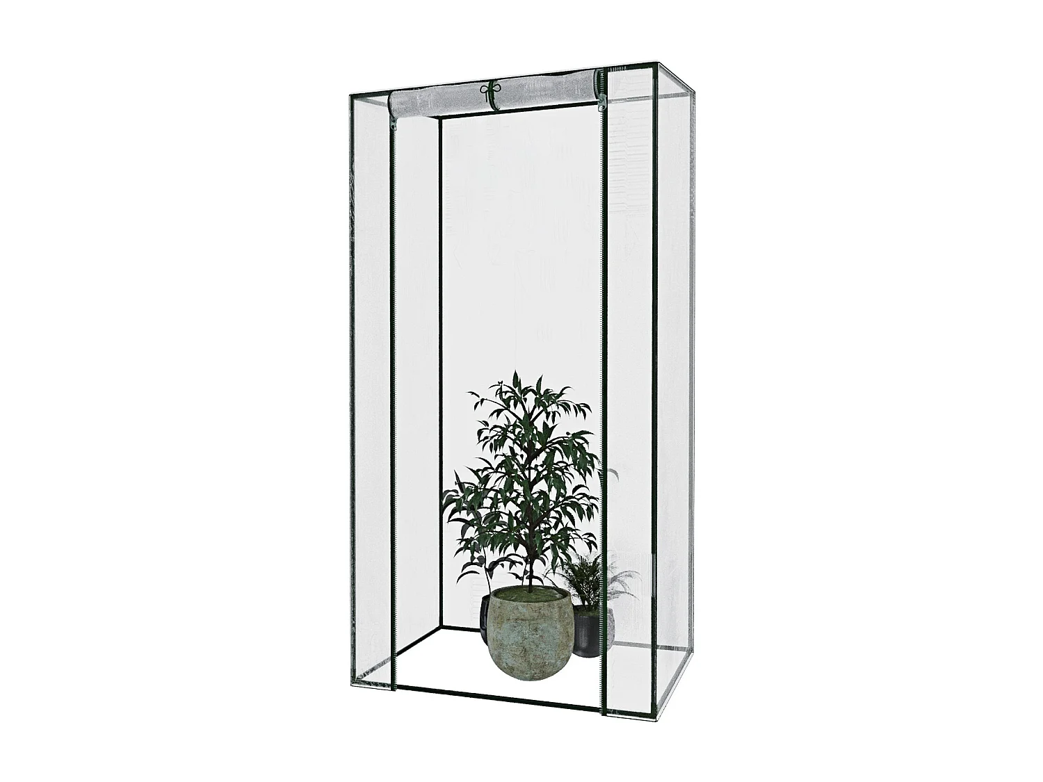 Serra Per Orto Giardino Terrazzo Balcone Senza Ripiani Struttura Metallo Verniciato Telo Trasparente In PVC Con Porta Avvolgibile Protezione Piante 95 x 70 x 190 Cm