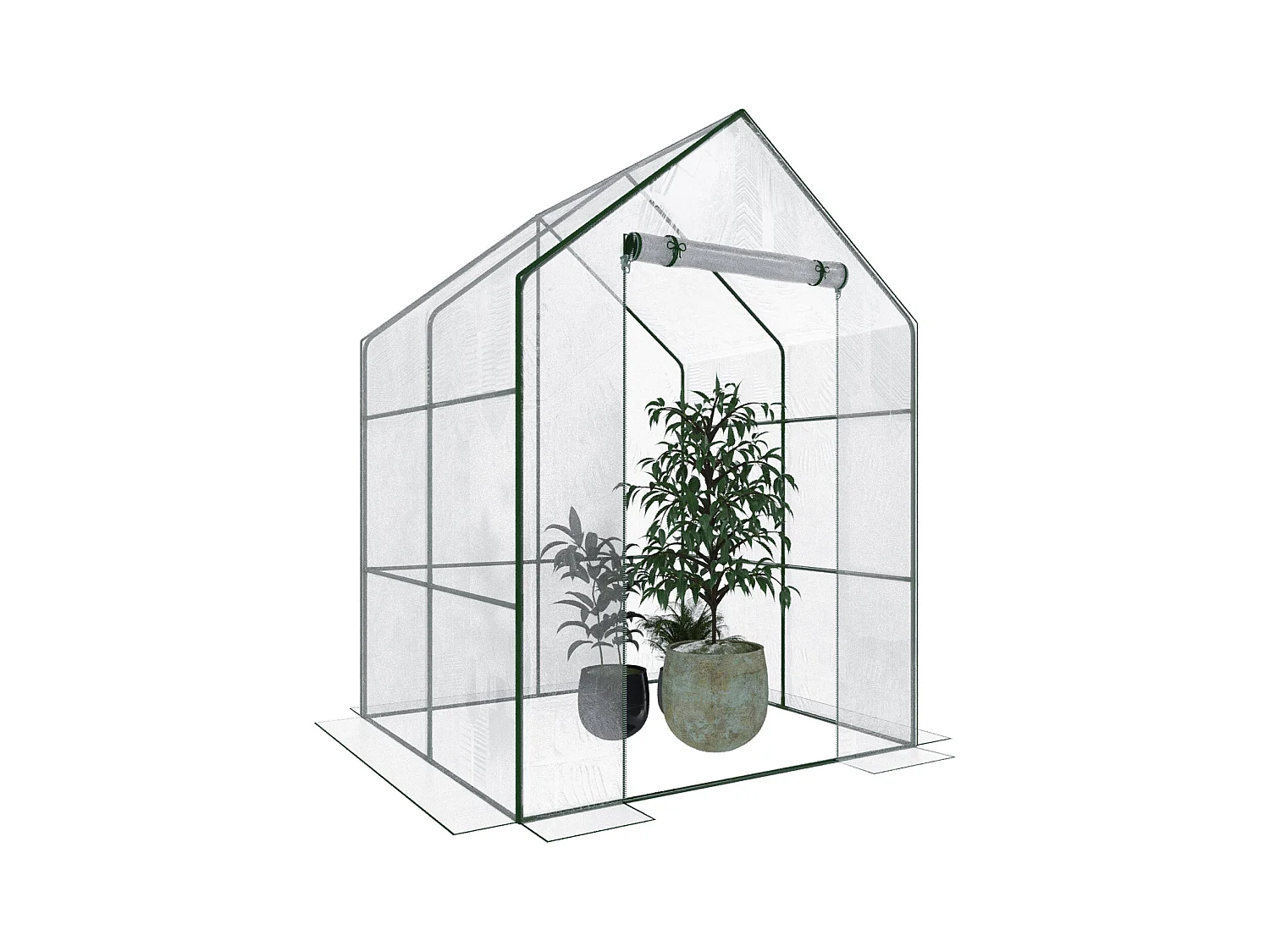 Serra Per Orto Giardino Terrazzo Balcone Senza Ripiani Struttura Metallo Verniciato Telo Trasparente In PVC Con Porta Avvolgibile 140x140x195 Cm