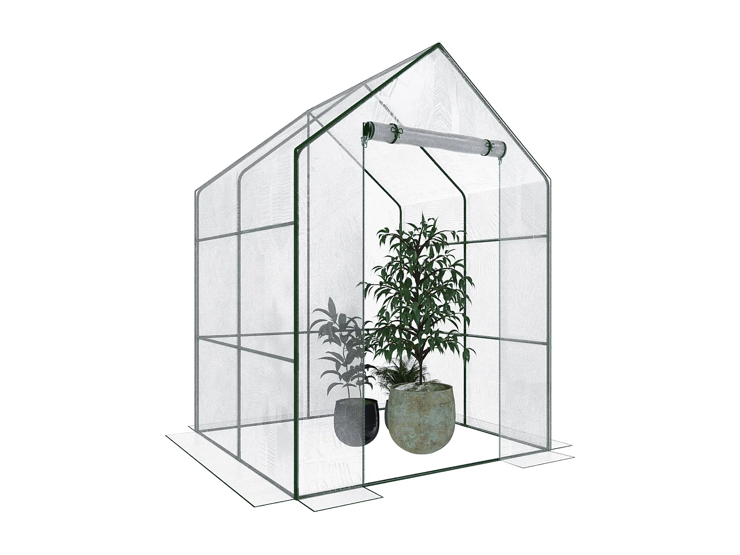 Serra Per Orto Giardino Terrazzo Balcone Senza Ripiani Struttura Metallo Verniciato Telo Trasparente PVC Porta Avvolgibile Apertura A Cerniera 140 x 140 x 195 Cm