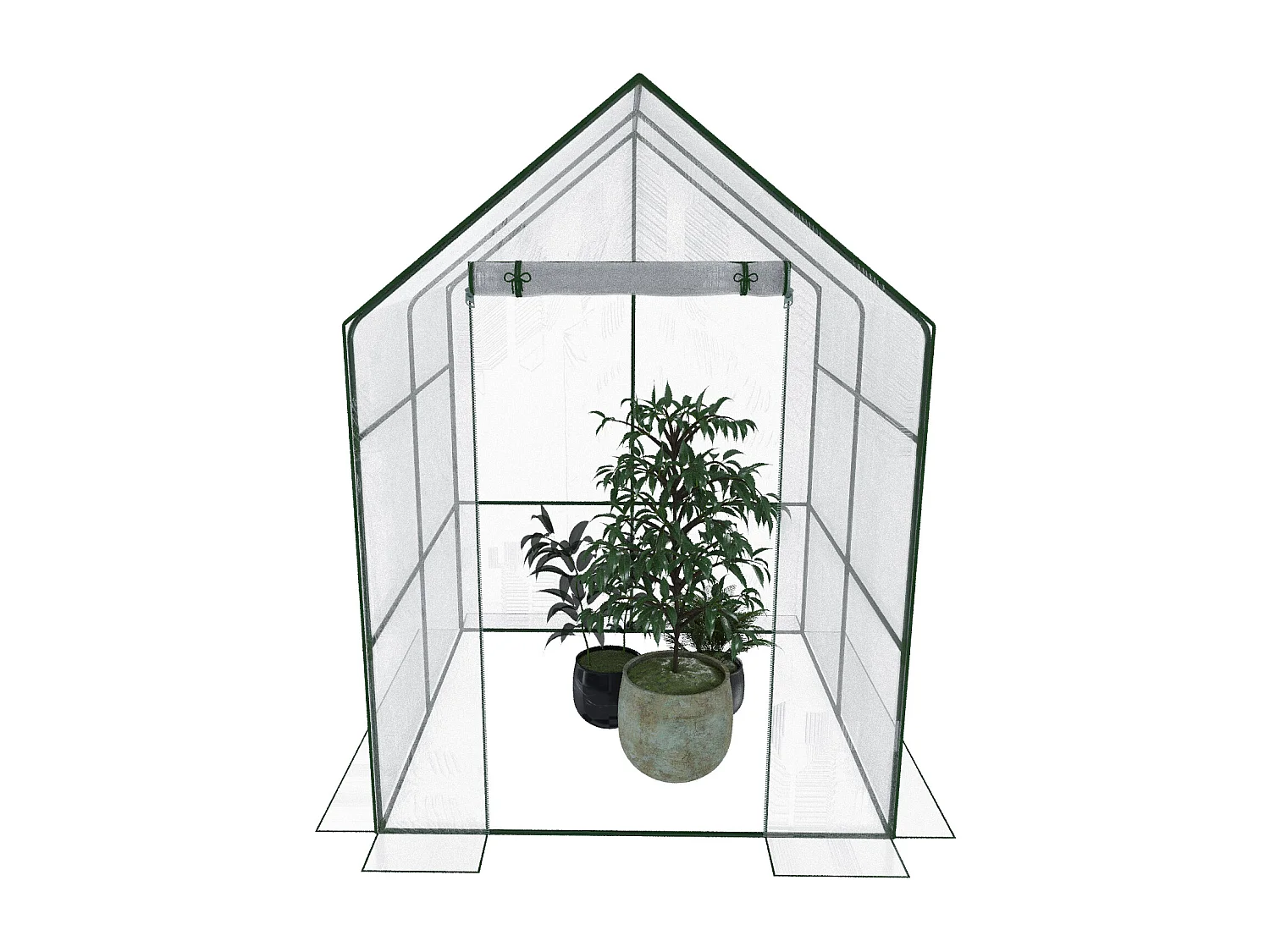 Serra Per Orto Giardino Terrazzo Balcone Senza Ripiani Struttura Metallo Verniciato Telo Trasparente PVC Porta Avvolgibile Apertura A Cerniera 140 x 140 x 195 Cm