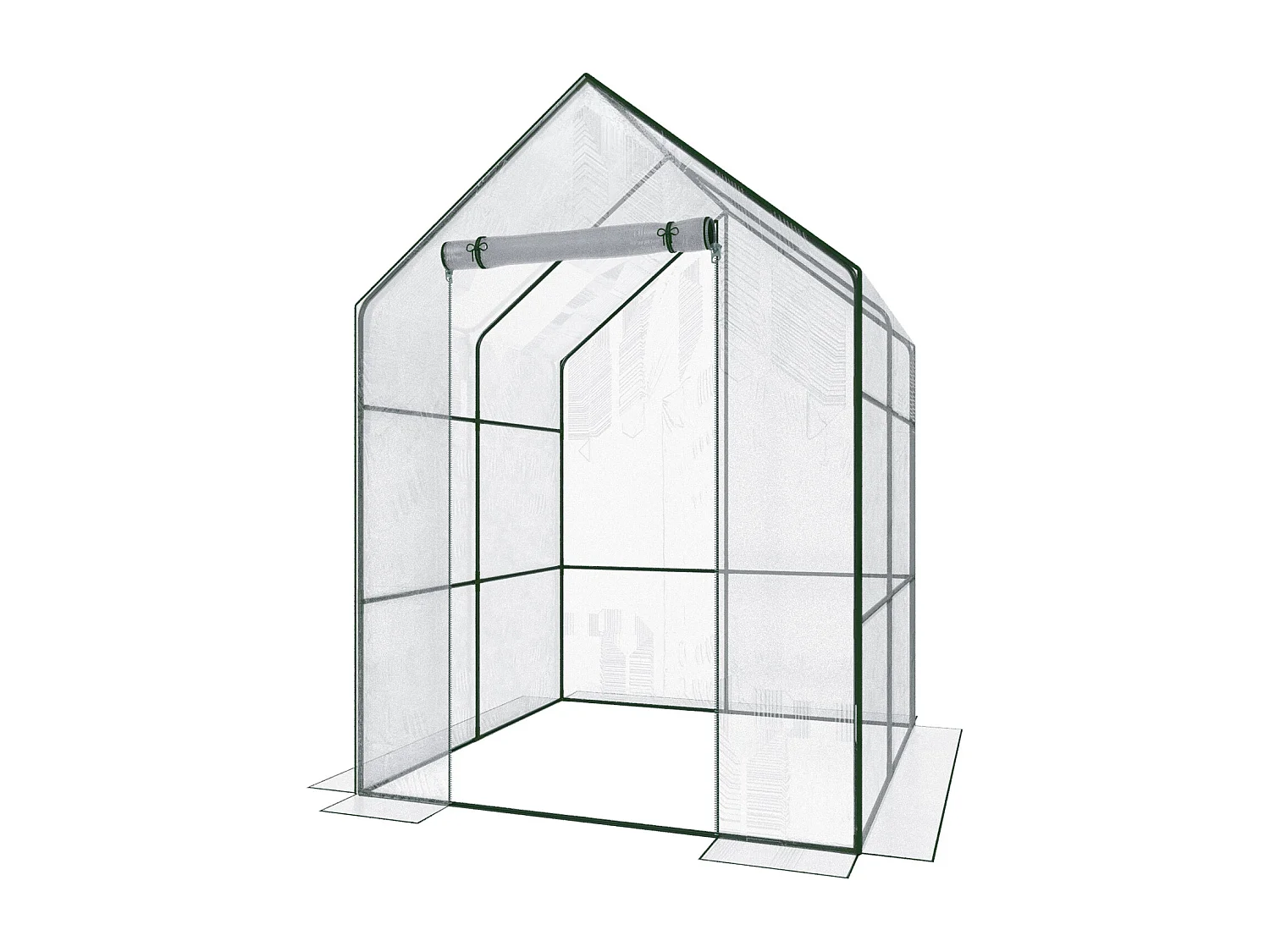 Serra Per Orto Giardino Terrazzo Balcone Senza Ripiani Struttura Metallo Verniciato Telo Trasparente PVC Porta Avvolgibile Apertura A Cerniera 140 x 140 x 195 Cm