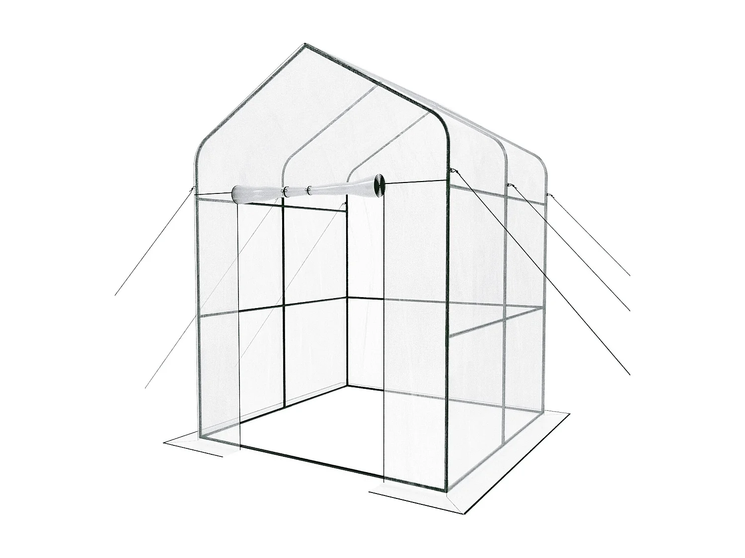 Serra Da Giardino Per Orto Senza Ripiani Telaio In Metallo A Casetta In Acciaio Telo Trasparente In PVC Porta Avvolgibile Protezione Piante 143 x 143 x 195 Cm