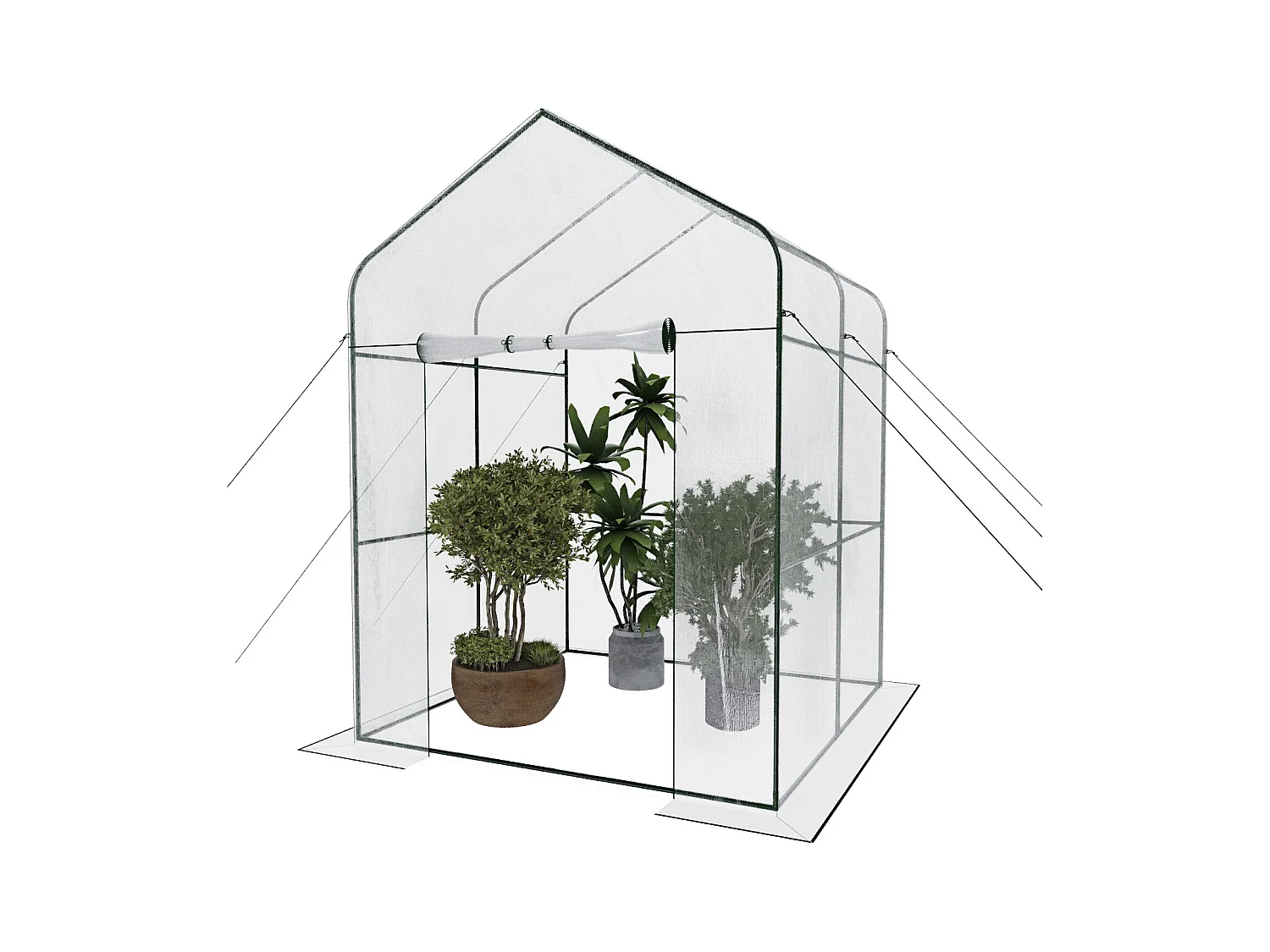 Serra Giardino Orto Senza Ripiani Telaio In Metallo Casetta Acciaio Telo Trasparente In PVC Porta Avvolgibile Apertura A Cerniera 143 x 143 x 195 Cm