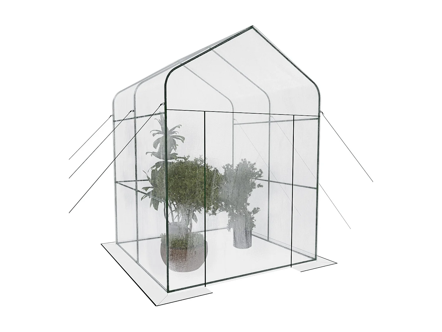 Serra Da Giardino Per Orto Senza Ripiani Telaio In Metallo A Casetta In Acciaio Telo Trasparente In PVC Porta Avvolgibile Protezione Piante 143 x 143 x 195 Cm