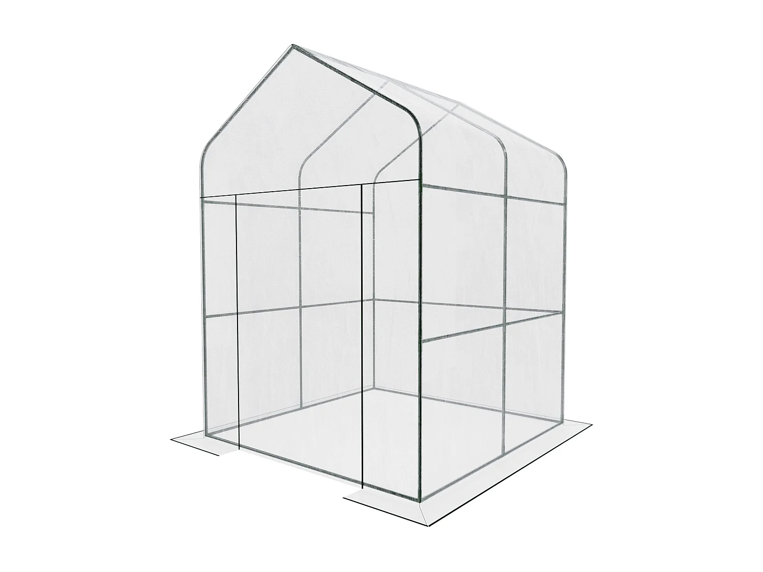 Serra Da Giardino Per Orto Senza Ripiani Telaio In Metallo A Casetta In Acciaio Telo Trasparente In PVC Porta Avvolgibile Protezione Piante 143 x 143 x 195 Cm