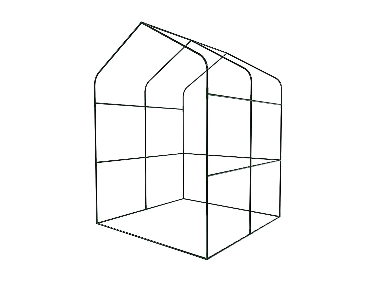 Serra Da Giardino Per Orto Senza Ripiani Telaio In Metallo A Casetta In Acciaio Telo Trasparente In PVC Porta Avvolgibile Protezione Piante 143 x 143 x 195 Cm