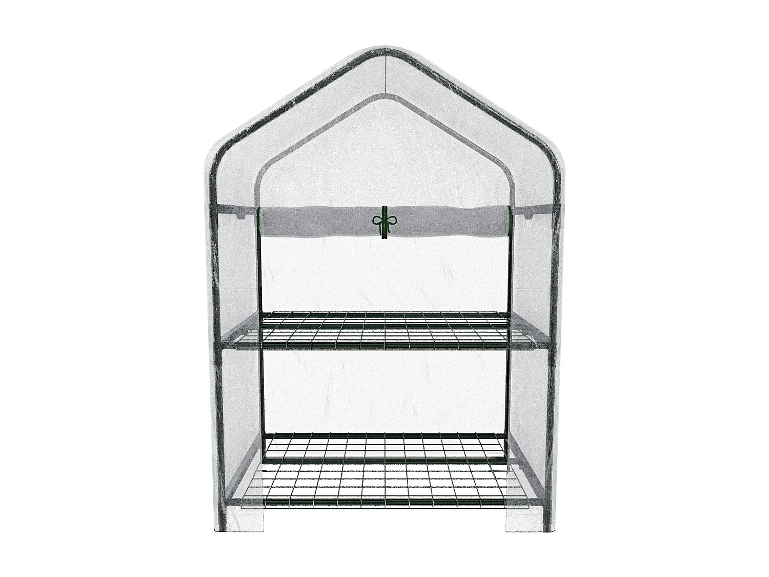 Serra A 2 Ripiani Da Giardino Per Orto Telaio In Acciaio Telo In PVC Trasparente Porta Avvolgibile Apertura A Cerniera Protezione Piante Giardinaggio 69x49x125 Cm