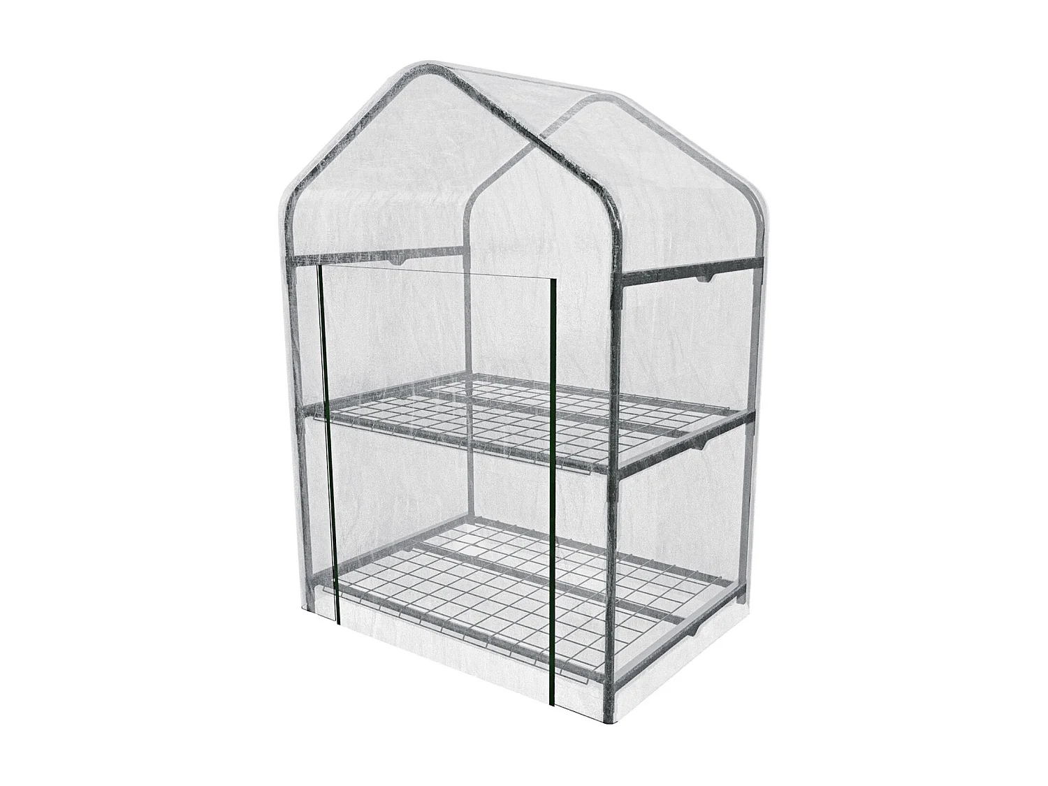 Serra A 2 Ripiani Da Giardino Per Orto Telaio In Acciaio Telo In PVC Trasparente Porta Avvolgibile Apertura A Cerniera Protezione Piante Giardinaggio 69x49x125 Cm