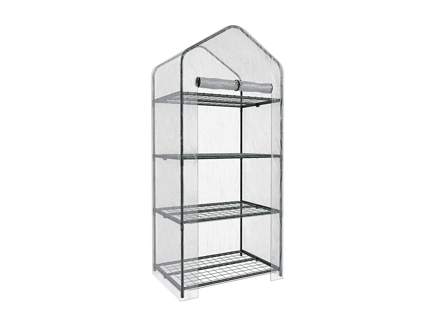Serra A 4 Ripiani Da Giardino Per Orto Telaio In Acciaio Verniciato Telo In PVC Trasparente Porta Avvolgibile Apertura A Cerniera 69x49x160 Cm