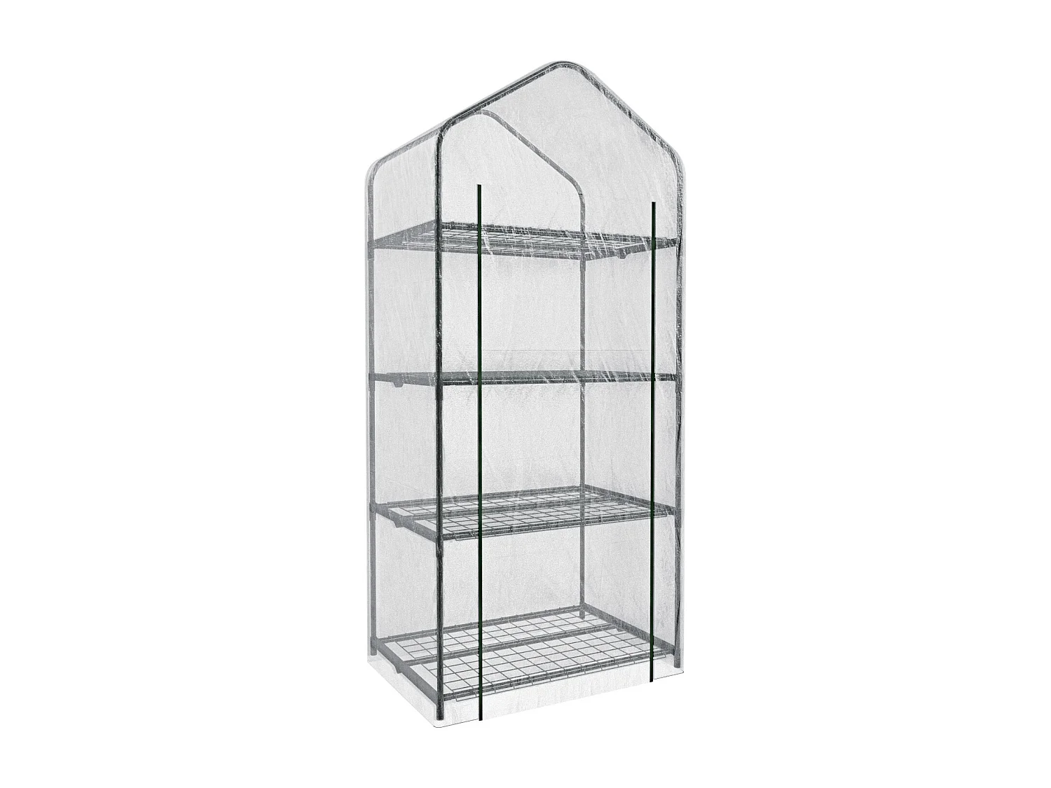 Serra A 4 Ripiani Da Giardino Per Orto Telaio In Acciaio Verniciato Telo In PVC Trasparente Porta Avvolgibile Apertura A Cerniera 69x49x160 Cm