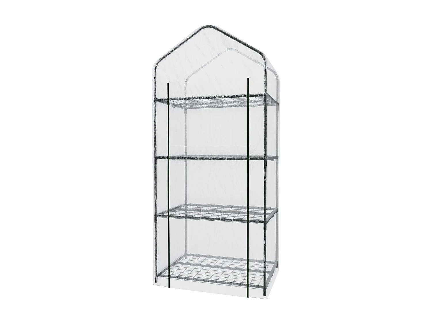 Serra A 4 Ripiani Da Giardino Per Orto Telaio In Acciaio Verniciato Telo In PVC Trasparente Porta Avvolgibile Apertura A Cerniera 69x49x160 Cm