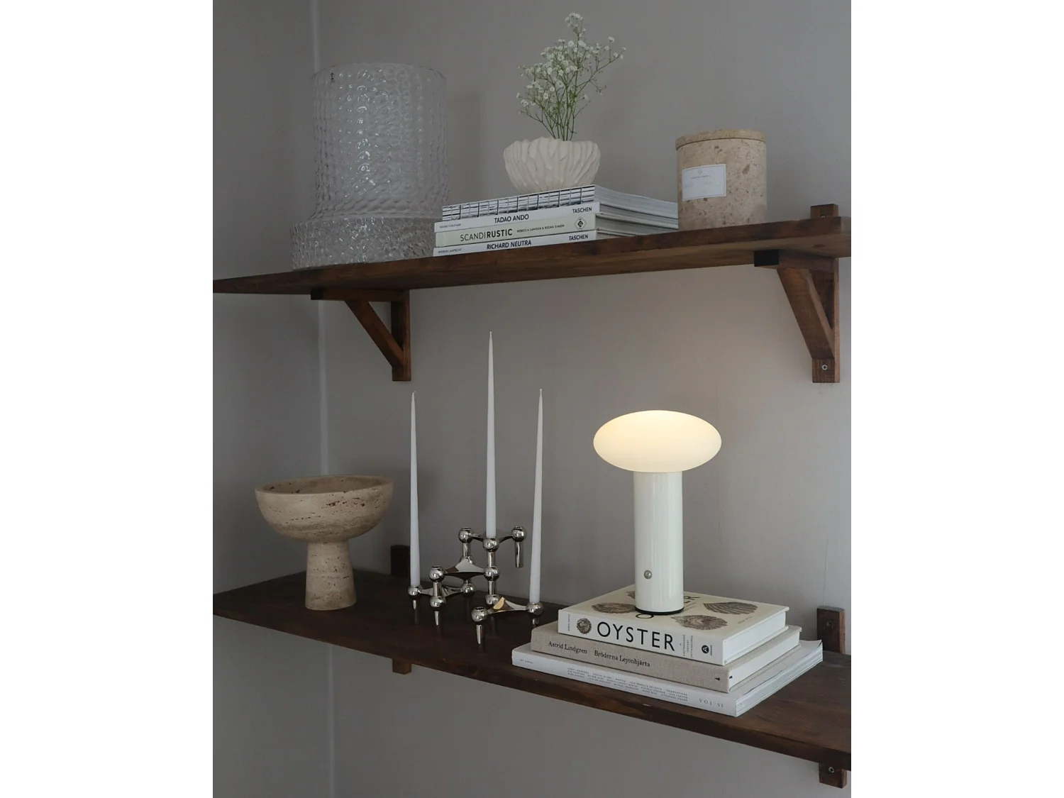 Candeeiro de mesa LED sem fios BUAYAN Com regulador de intensidade Metal Branco