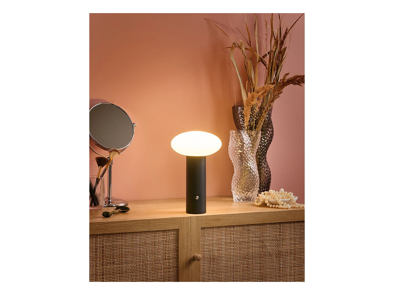 LED draadloze tafellamp BUAYAN Met dimmer Metaal Zwart